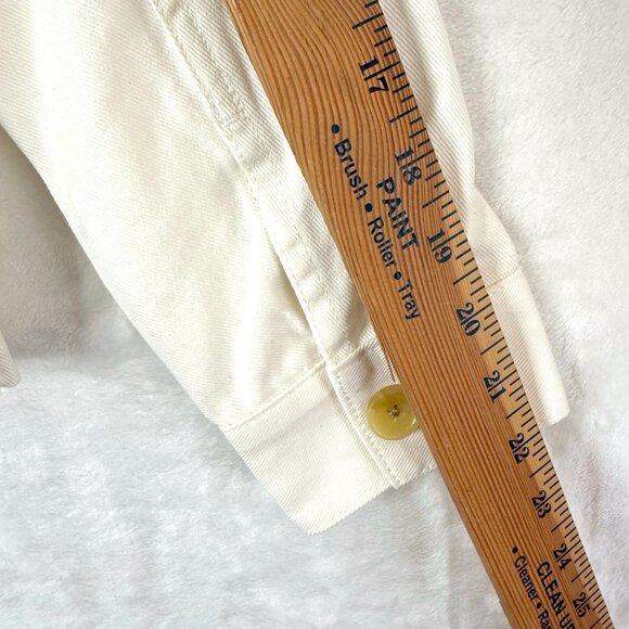 Everlane The Chore Button Front Collared Boxy Denim Jacket Womens XS Cream - Picture 8 of 9